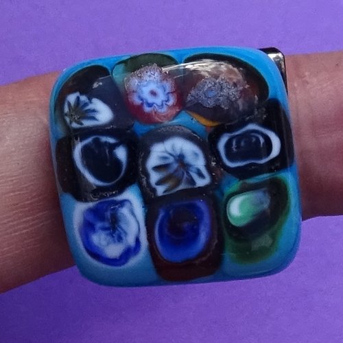Bague, verre filé, lampwork, verre de murano, bag.1590