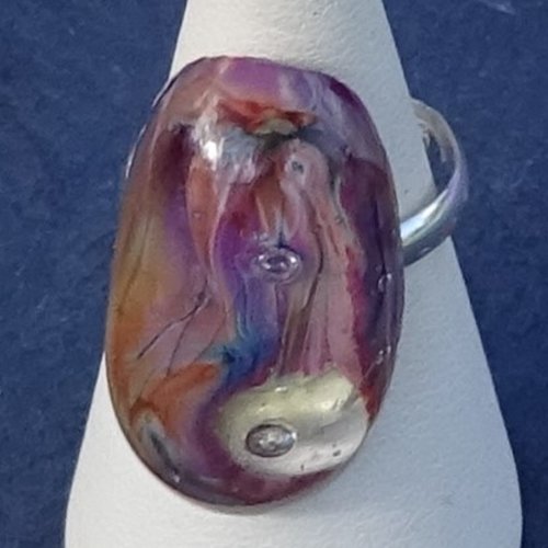 Bague, verre filé, lampwork, verre de murano, bag.1593