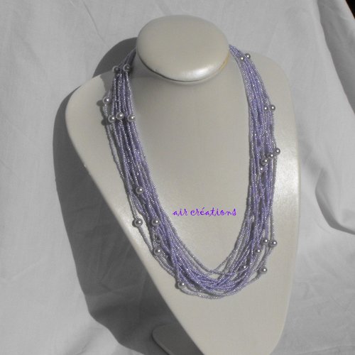 Collier multirang, rocaille, cl.0154