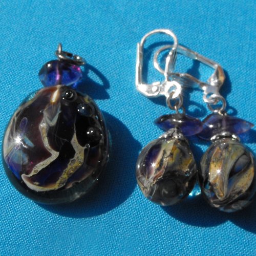 Parure pendentif verre filé cl.0633