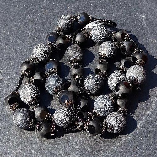 Collier perles minérales, cl.0955