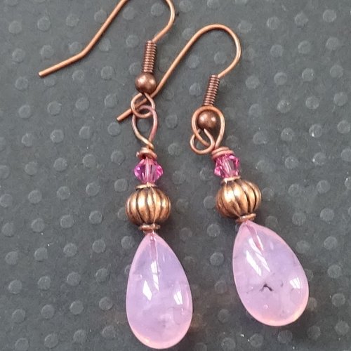 Pendants d'oreille, lampwork, verre filé, perle au chalumeau, bcl.3196