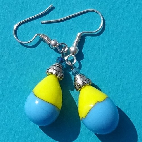 Pendants d'oreille, lampwork, verre filé, perle au chalumeau, bcl.3214