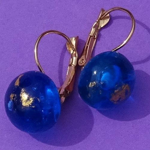 Pendants d'oreille, lampwork, verre filé, perle au chalumeau, bcl.3220