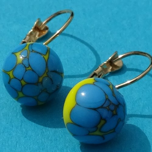Pendants d'oreille, lampwork, verre filé, perle au chalumeau, bcl.3221