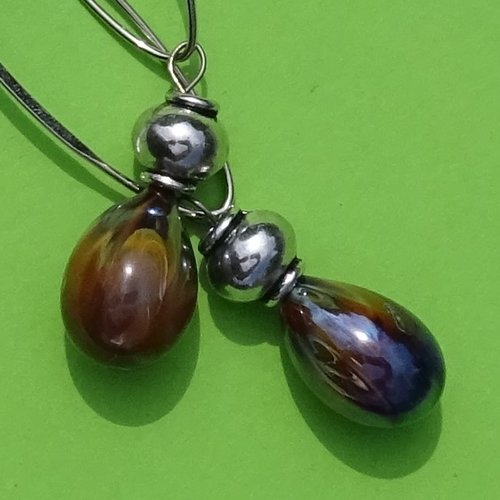 Pendants d'oreille, lampwork, verre filé, perle au chalumeau, bcl.3226