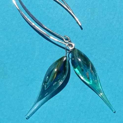 Pendants d'oreille, lampwork, verre filé, perle au chalumeau, bcl.3234