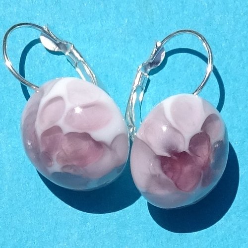 Pendants d'oreille, lampwork, verre filé, perle au chalumeau, bcl.3235