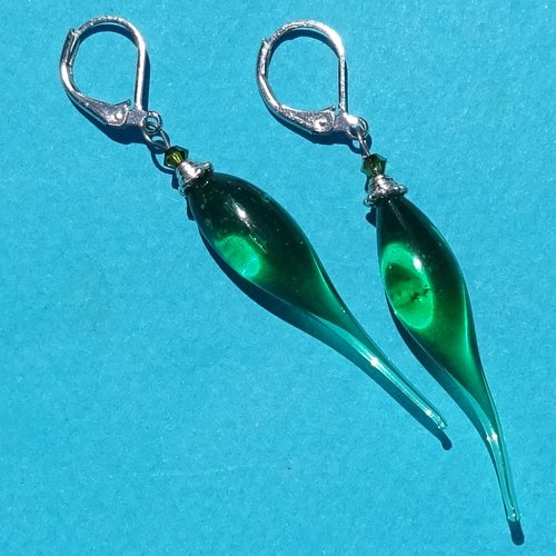 Pendants d'oreille, lampwork, verre filé, perle au chalumeau, bcl.3236