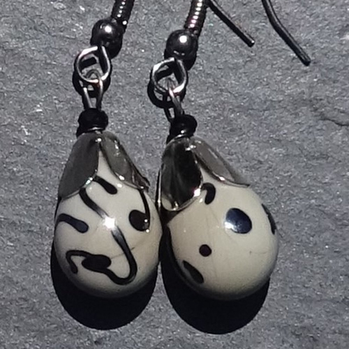 Pendants d'oreille, lampwork, verre filé, perle au chalumeau, bcl.3239