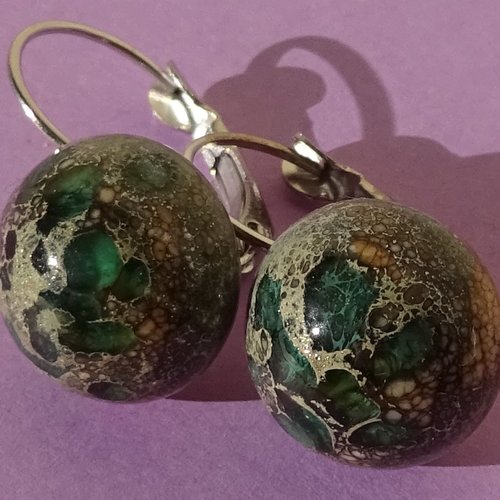 Pendants d'oreille, lampwork, verre filé, perle au chalumeau, bcl.3274