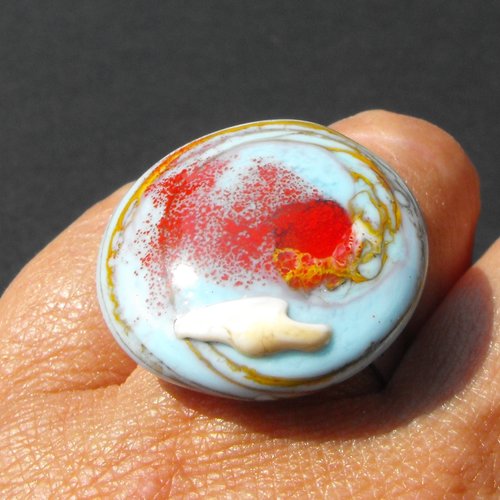 Bague cabochon perle au chalumeau bag.1201