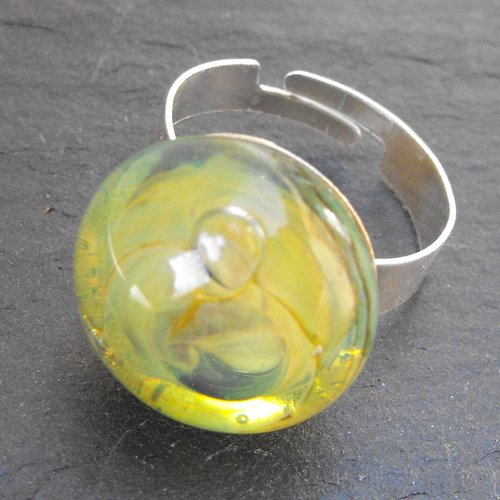 Bague cabochon verre filé bag.1225