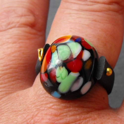 Bague cabochon murano bag.1279