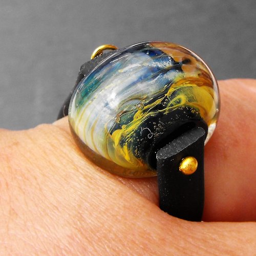 Bague cabochon murano bag.1282