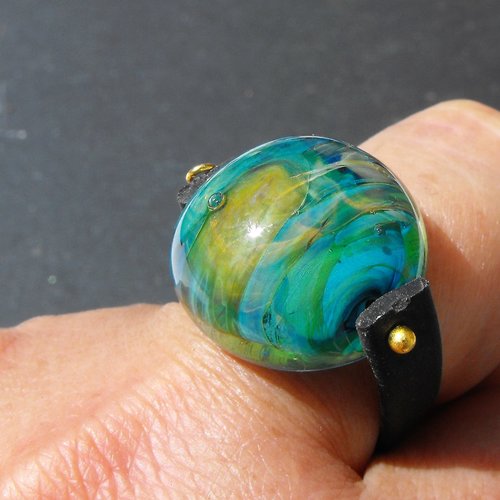 Bague cabochon murano bag.1286