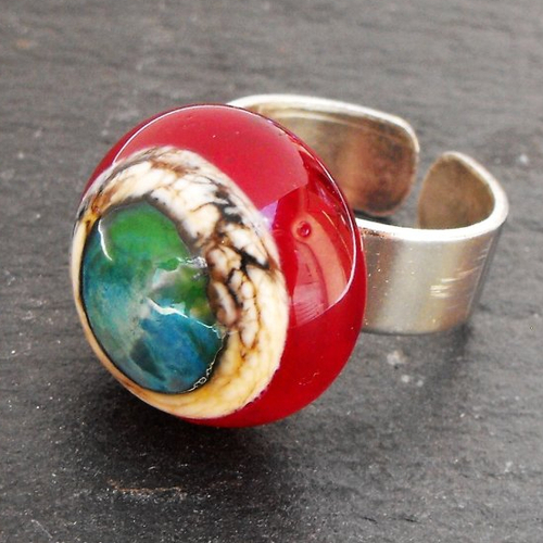 Bague cabochon murano bag.1294