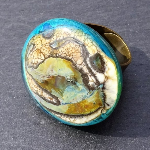 Bague cabochon murano bag.1390