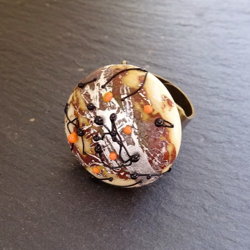 Bague cabochon murano bag.1392