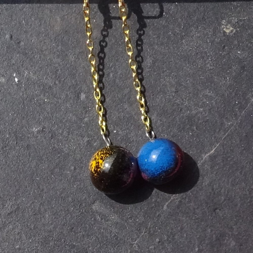 Pendants d'oreille, lampwork, verre filé, perle au chalumeau, bcl.3480