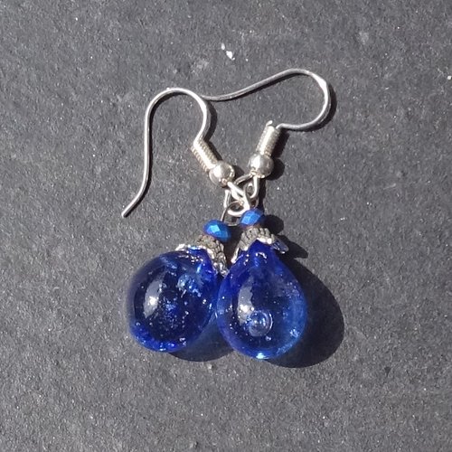 Pendants d'oreille, lampwork, verre filé, perle au chalumeau, bcl.3482