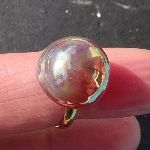 Bague cabochon, lampwork, verre filé, verre de murano, bag.1696