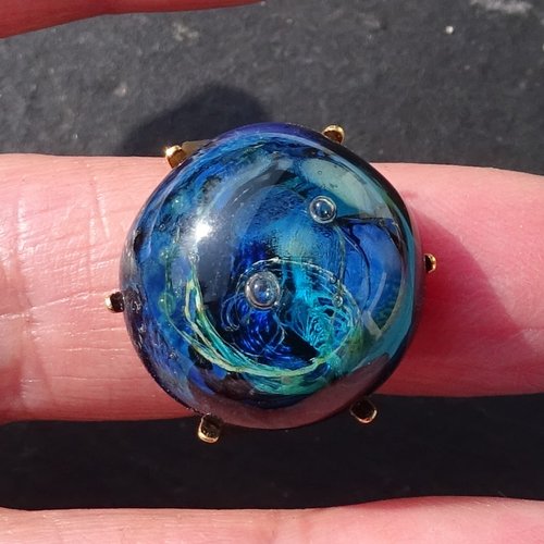 Bague cabochon, lampwork, verre filé, verre de murano, bag.1697