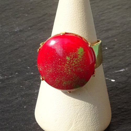Bague cabochon, lampwork, verre filé, verre de murano, bag.1699