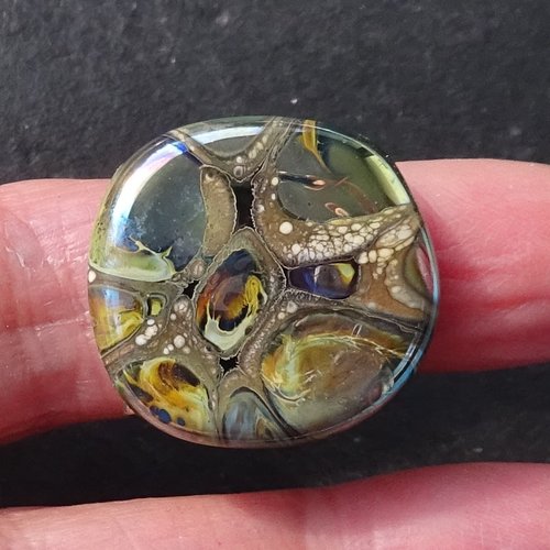 Bague cabochon, lampwork, verre filé, verre de murano, bag.1702