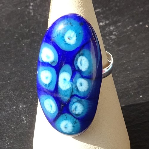 Bague cabochon, lampwork, verre filé, verre de murano, bag.1704