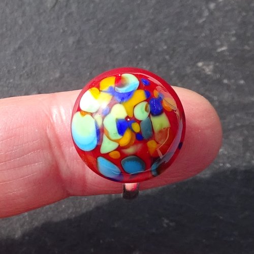 Bague cabochon, lampwork, verre filé, verre de murano, bag.1706