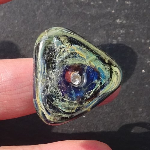 Bague cabochon, lampwork, verre filé, verre de murano, bag.1709