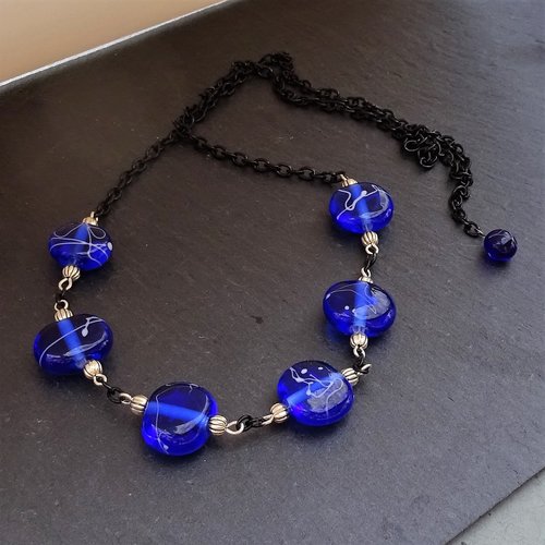Collier sautoir en perles de verre filé cl.0923