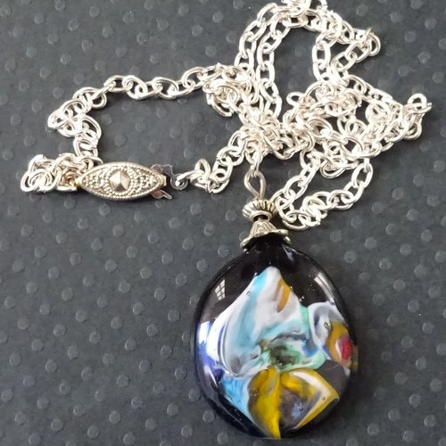 Pendentif perle d'art, lampwork, verre de murano, verre filé cl.1070