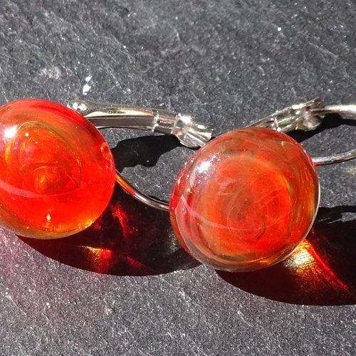Pendants d'oreille, lampwork, verre filé, perle au chalumeau, bcl.3302