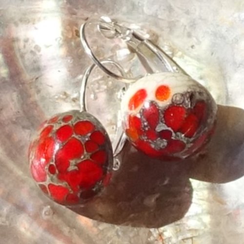 Pendants d'oreille, lampwork, verre filé, perle au chalumeau, bcl.3303