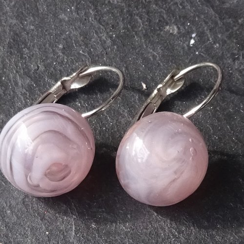 Pendants d'oreille, lampwork, verre filé, perle au chalumeau, bcl.3309