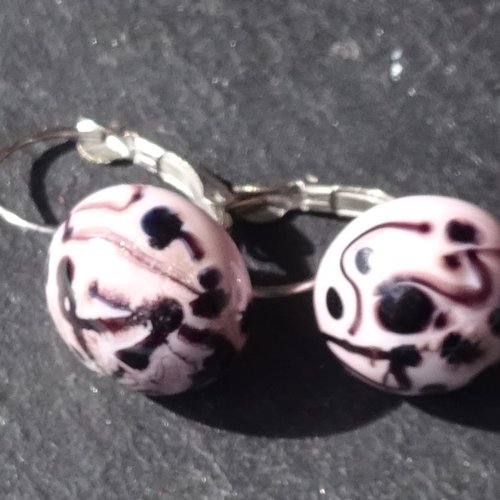 Pendants d'oreille, lampwork, verre filé, perle au chalumeau, bcl.3310