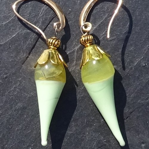 Pendants d'oreille, lampwork, verre filé, perle au chalumeau, bcl.3212