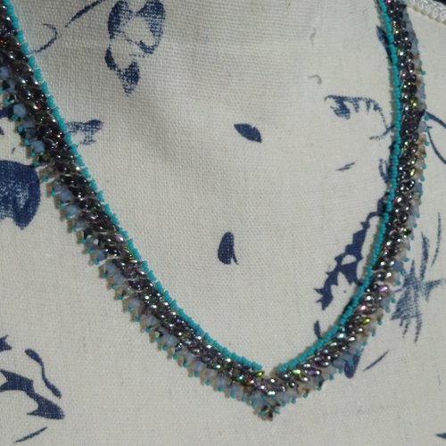 Collier tissé, miyuki, swarovski, cl.1022