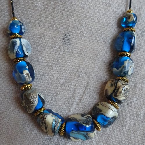 Collier sautoir en perles de verre filé cl.1035