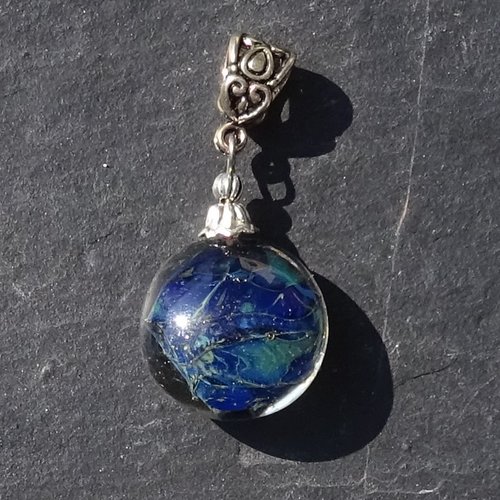 Pendentif perle d'art, lampwork,murano, verre filé cl.1124