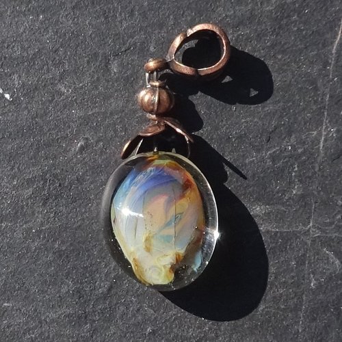 Pendentif perle d'art, lampwork,murano, verre filé cl.1125