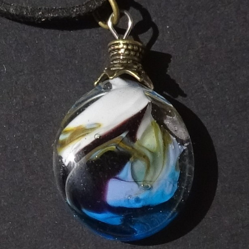 Pendentif perle d'art, lampwork, verre de murano, verre filé cl.1076
