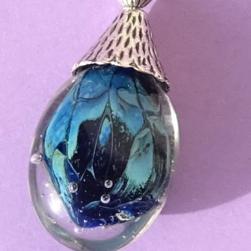 Pendentif perle d'art, lampwork, verre de murano, verre filé cl.1078