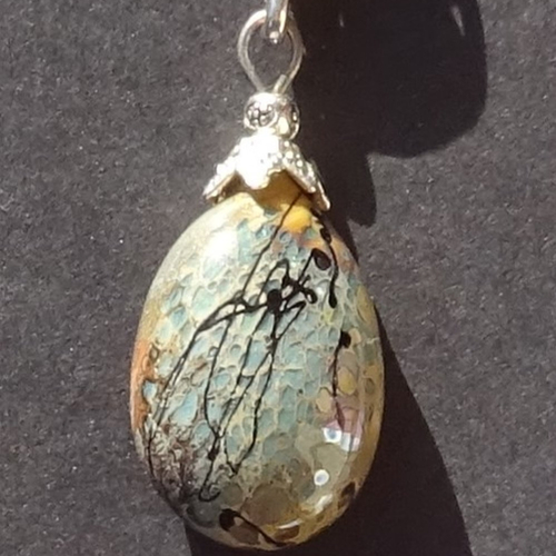 Pendentif perle d'art, lampwork, verre de murano, verre filé cl.1082