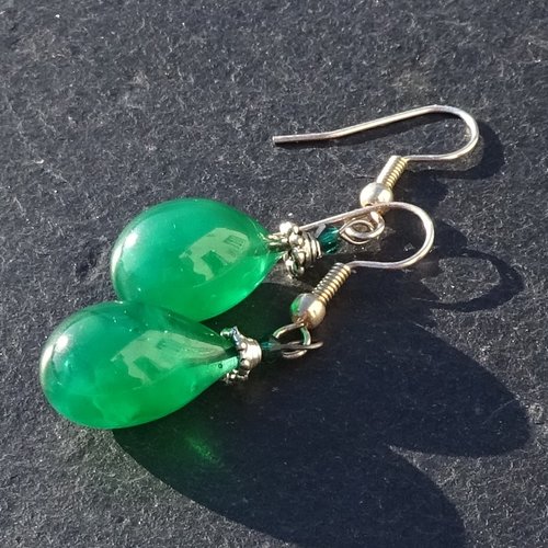 Pendants d'oreille, lampwork, verre filé, perle au chalumeau, bcl.3483