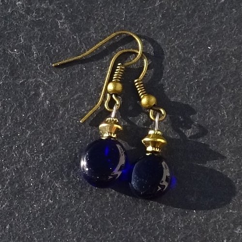 Pendants d'oreille, lampwork, verre filé, perle au chalumeau, bcl.3488