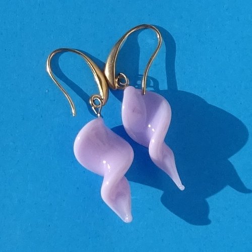 Pendants d'oreille, lampwork, verre filé, perle au chalumeau, bcl.3491