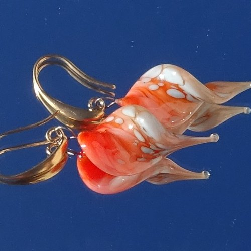 Pendants d'oreille, lampwork, verre filé, perle au chalumeau, bcl.3493